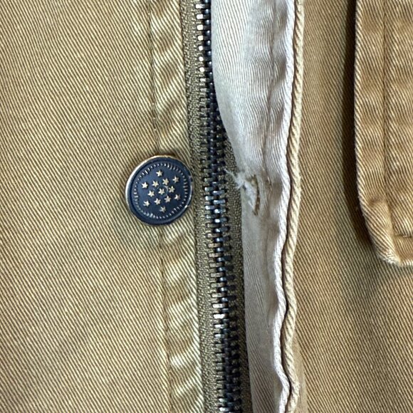 ZARA MAN Denim Goods Jacket XL Khaki Brown Utility Workwear Military Style - Picture 8 of 10